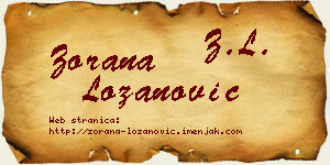 Zorana Lozanović vizit kartica
